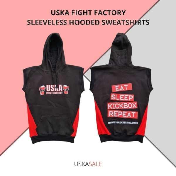 USKA Fight Factory Eat, Sleep, Kickboxing, Repeat Sleeveless Hooded Sweatshirt