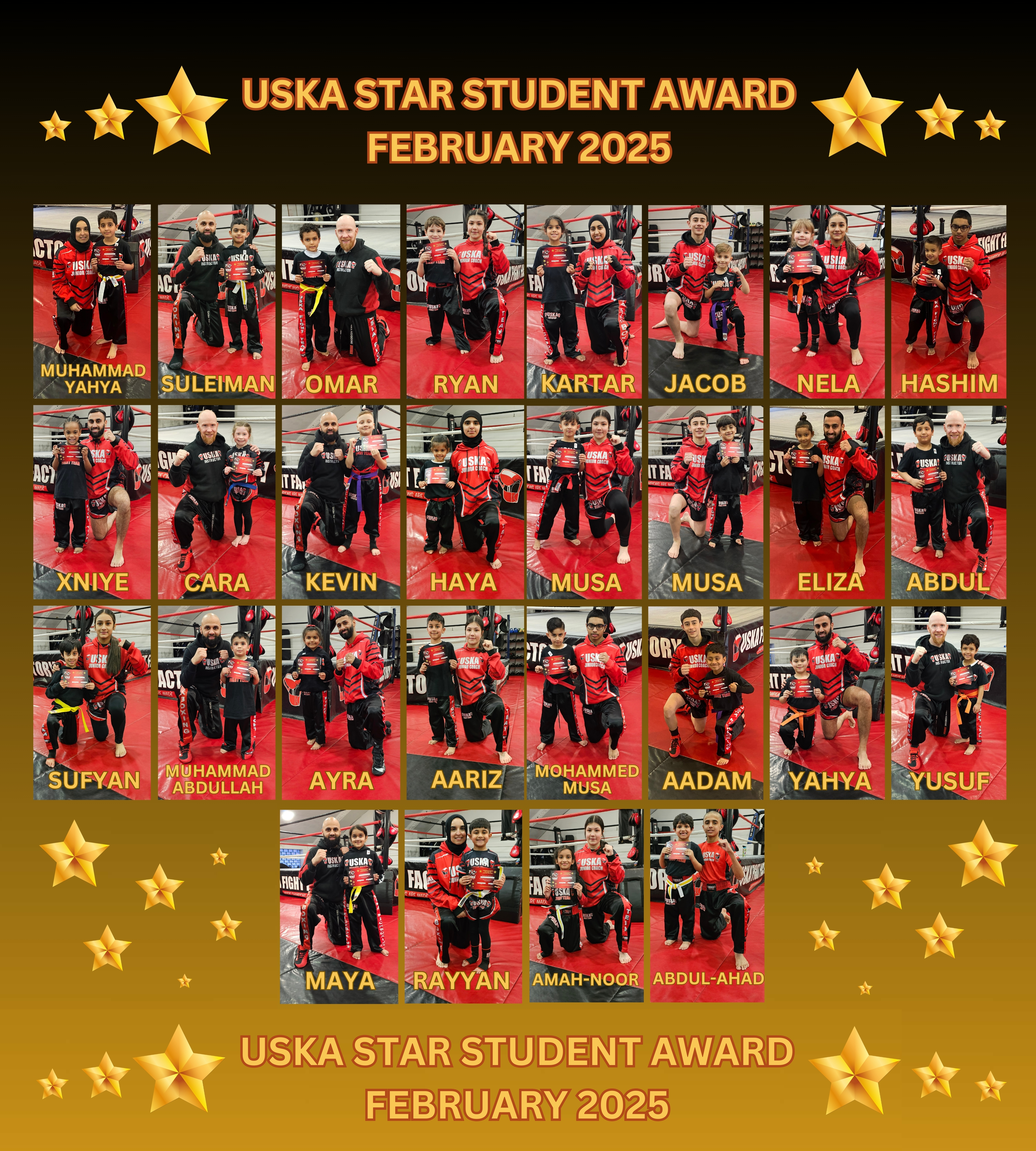 28-02-25 - USKA NINJA'S STAR STUDENT WINNERS - FEBRUARY 2025