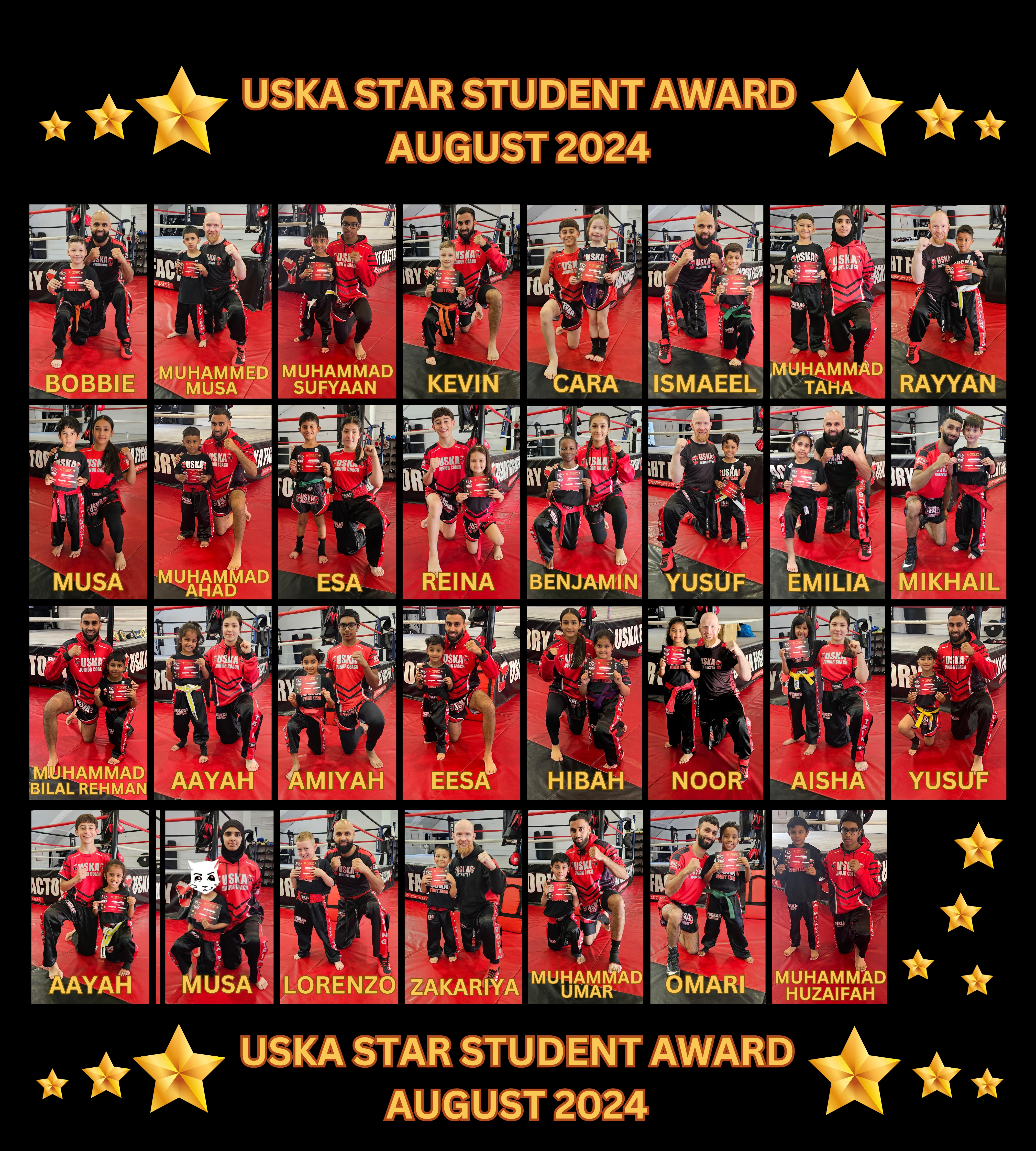 31-08-24 - USKA NINJA'S STAR STUDENT WINNERS - AUGUST 2024