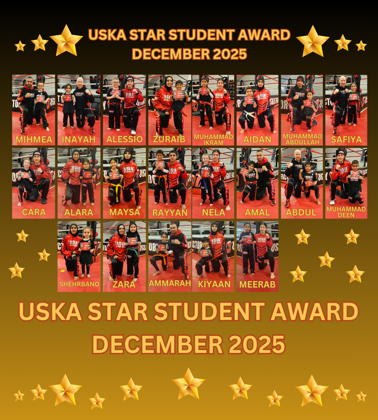 21-12-25 - USKA NINJA'S STAR STUDENT WINNERS - DECEMBER 2025
