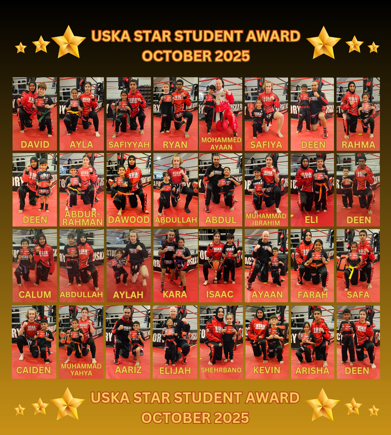 31-10-25 - USKA NINJA'S STAR STUDENT WINNERS - OCTOBER 2025