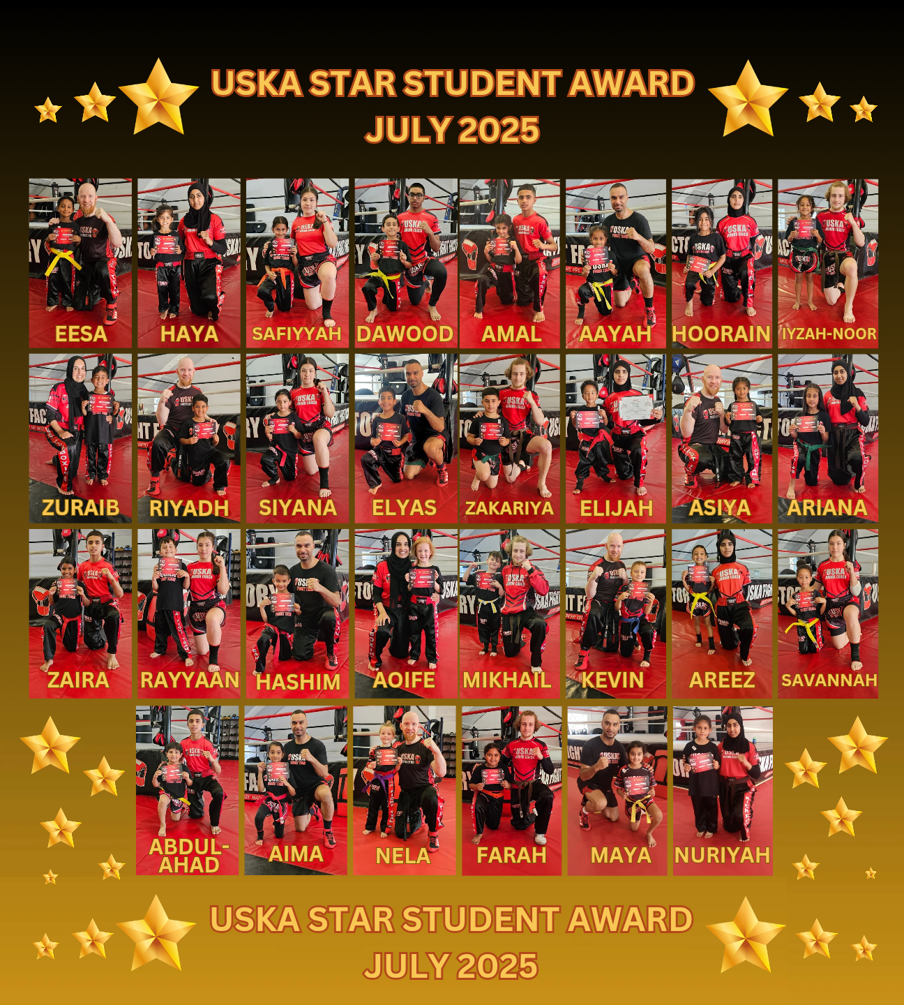 30-07-25 - USKA NINJA'S STAR STUDENT WINNERS - JULY 2025