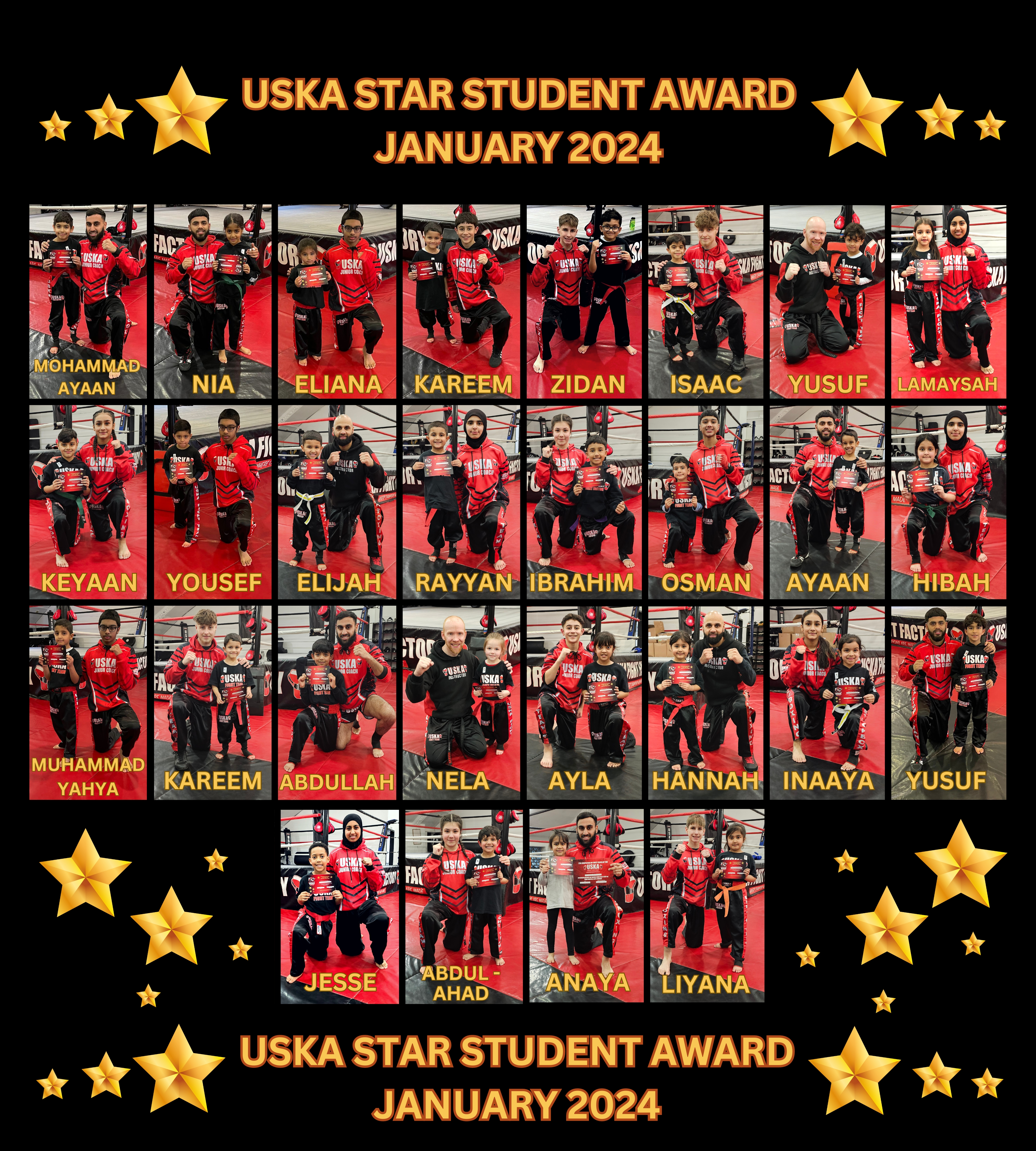 31-01-24 - USKA NINJA'S STAR STUDENT WINNERS - JANUARY 2024