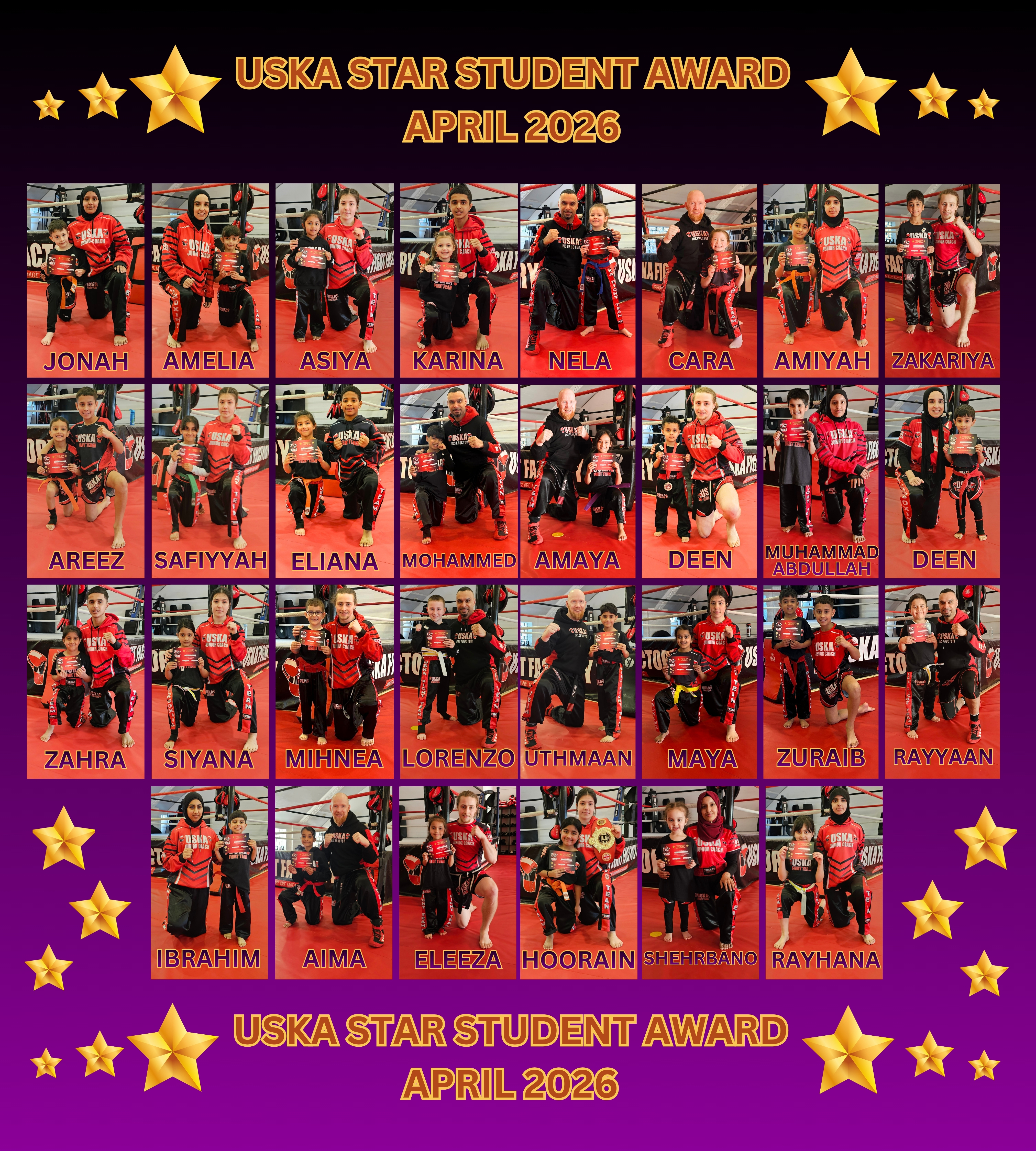 29-03-26 - USKA NINJA'S STAR STUDENT WINNERS - APRIL 2026