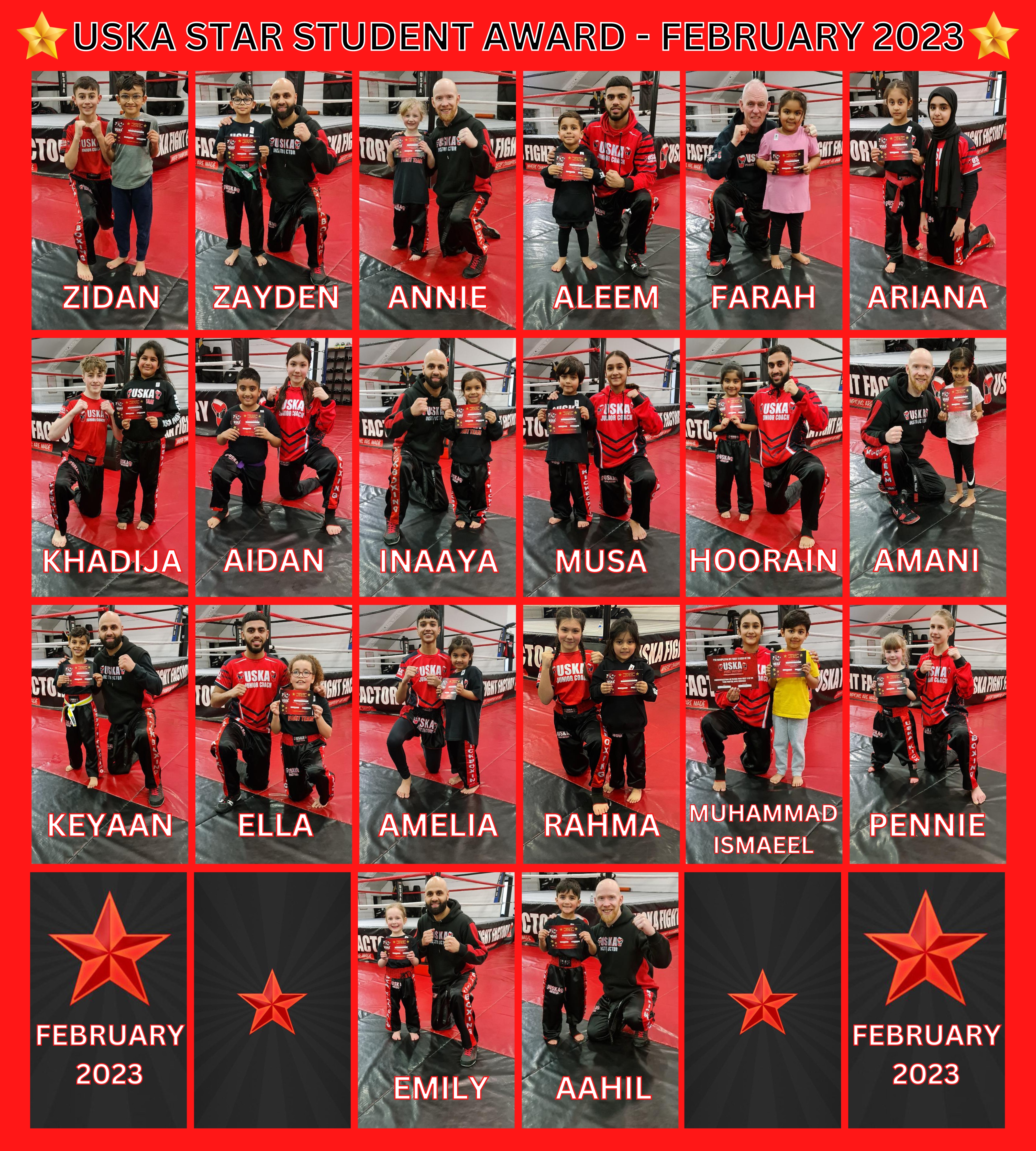 27-02-23 - USKA Ninja's Star Student Winners - February 2023
