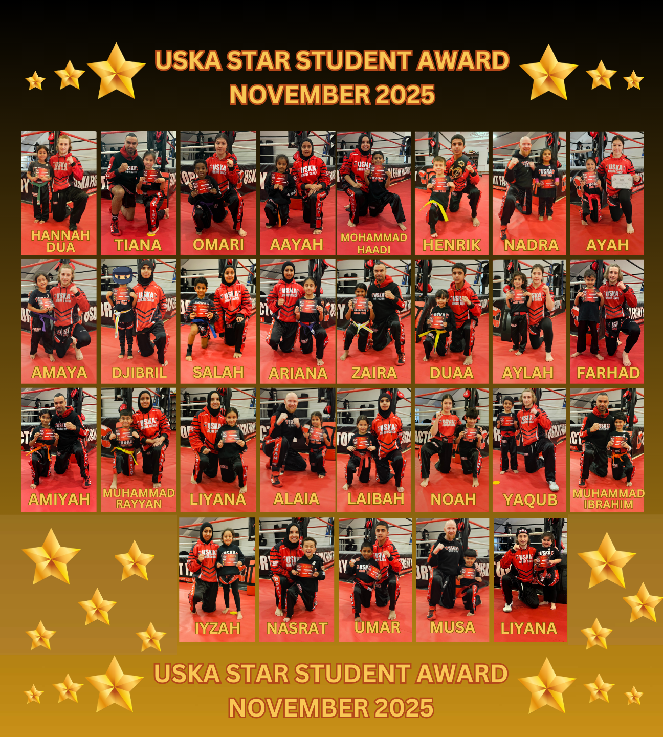 29-11-25 - USKA NINJA'S STAR STUDENT WINNERS - NOVEMBER 2025
