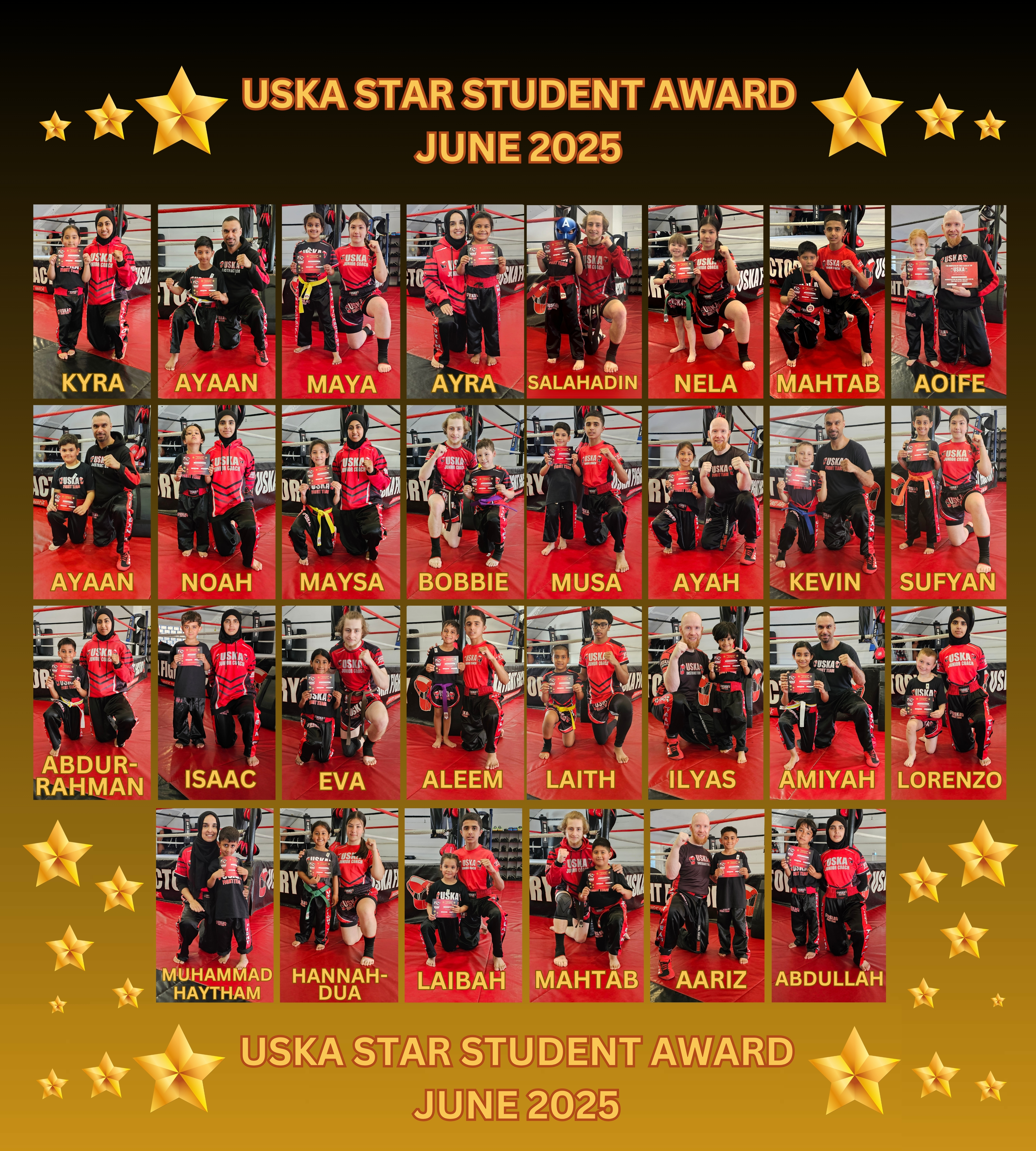 30-06-25 - USKA NINJA'S STAR STUDENT WINNERS - JUNE 2025