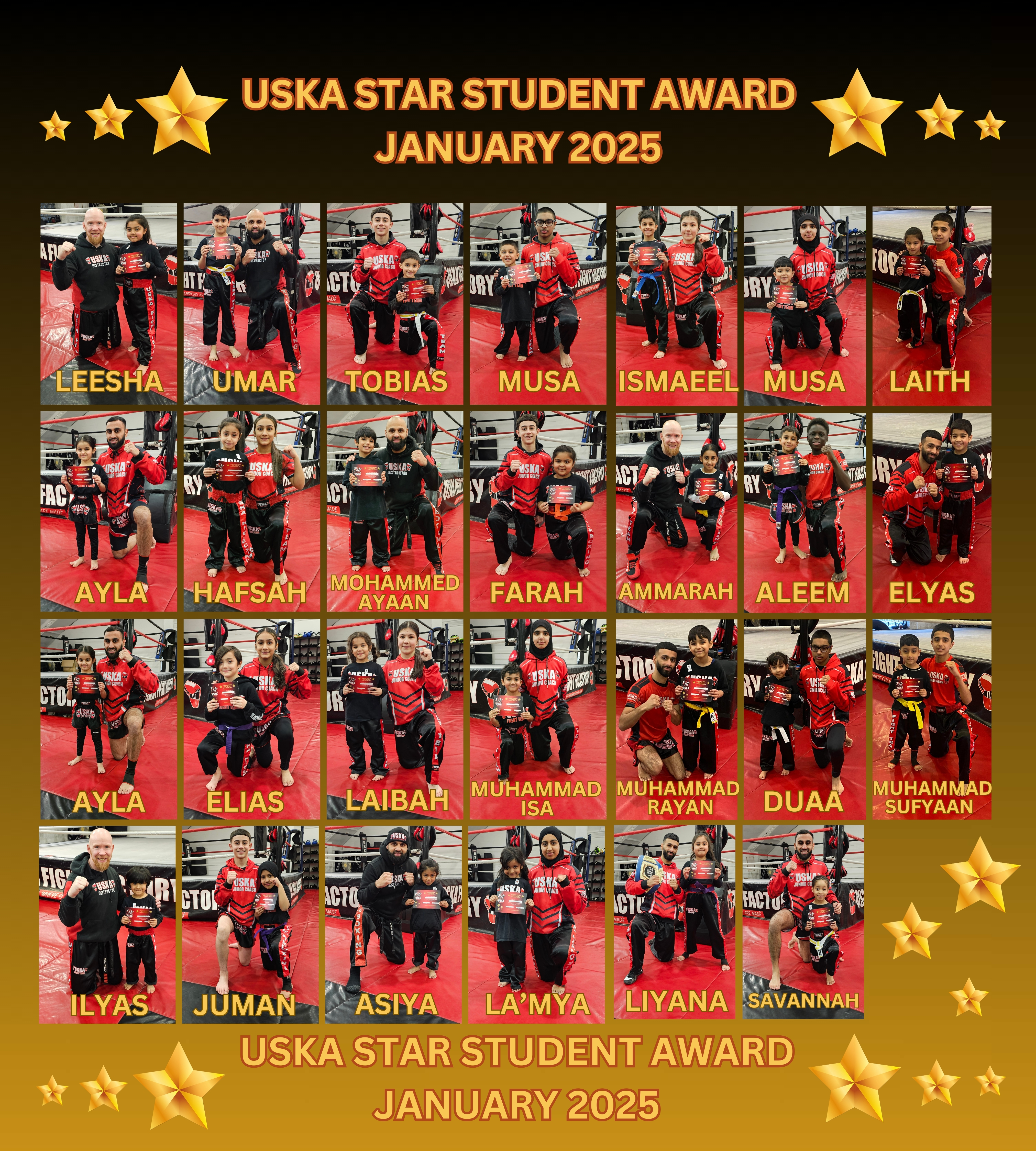 31-01-25 - USKA NINJA'S STAR STUDENT WINNERS - JANUARY 2025