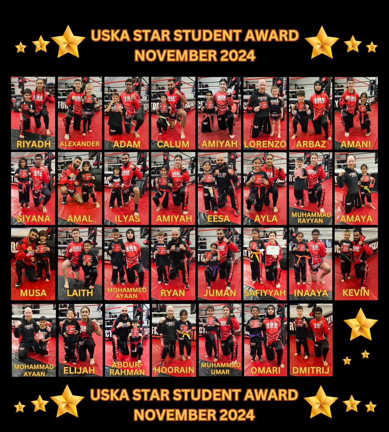 30-11-24 - USKA NINJA'S STAR STUDENT WINNERS - NOVEMBER 2024