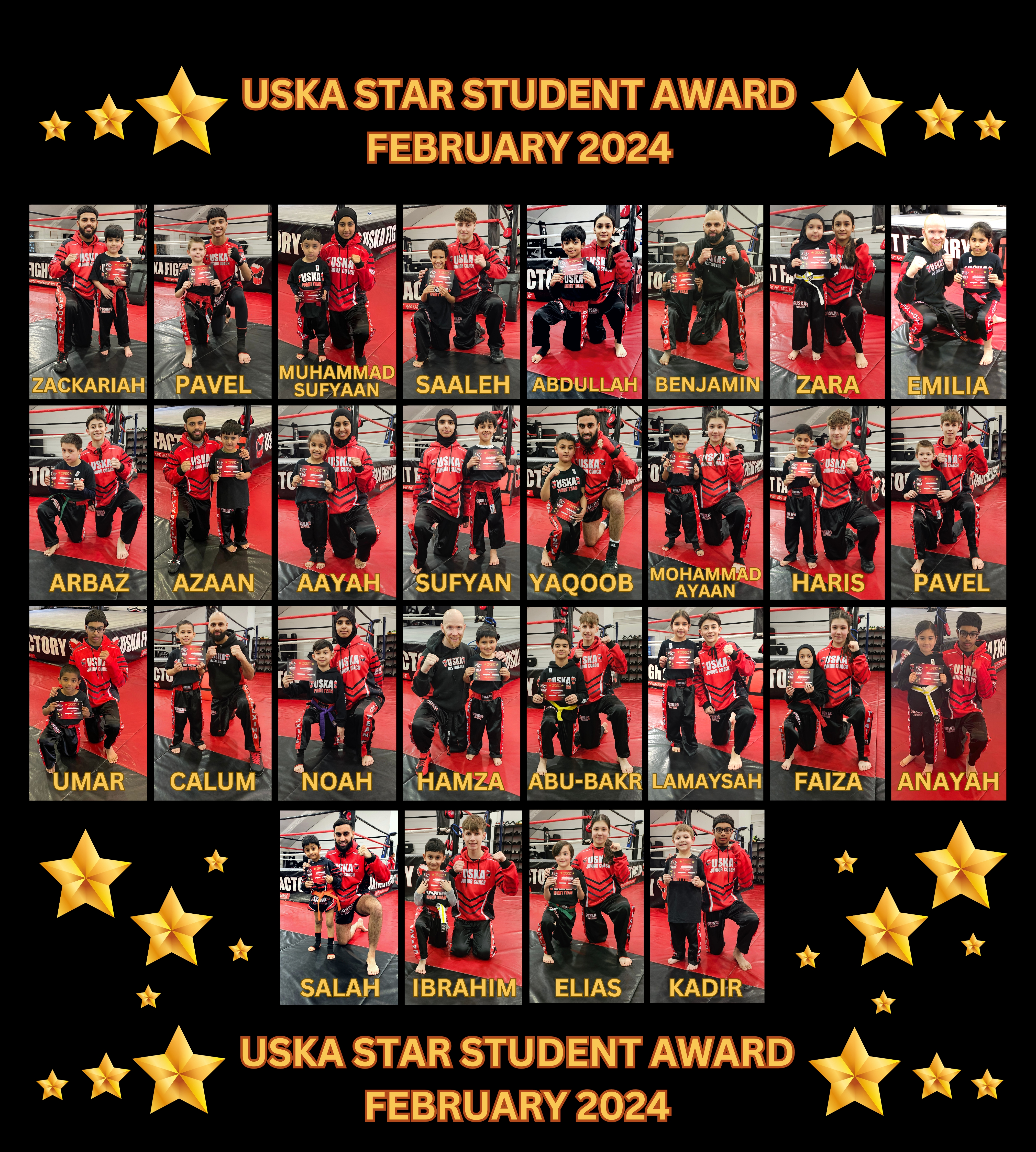 28-02-24 - USKA NINJA'S STAR STUDENT WINNERS - FEBRUARY 2024