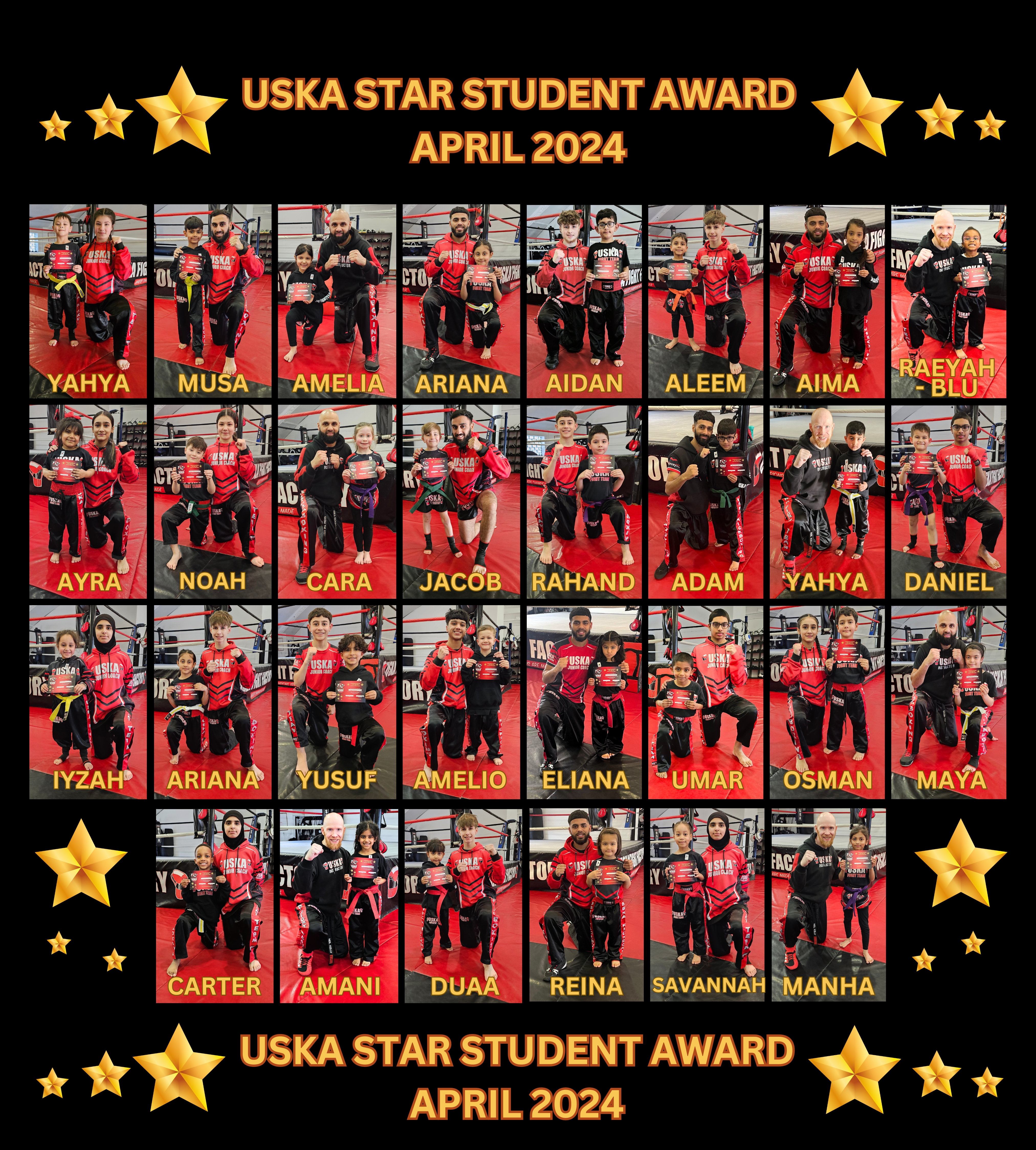 29-04-24 - USKA NINJA'S STAR STUDENT WINNERS - APRIL 2024