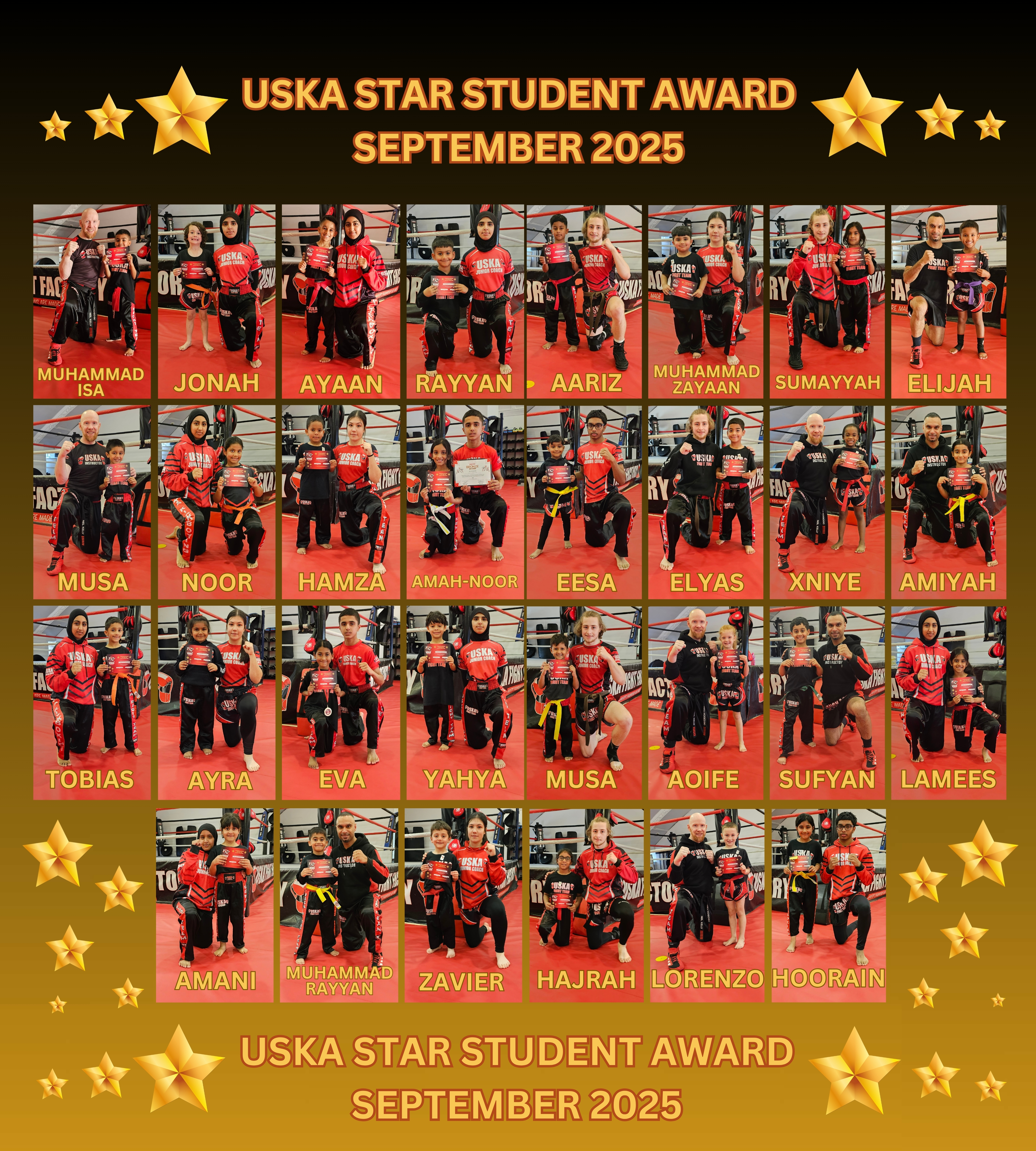 30-09-25 - USKA NINJA'S STAR STUDENT WINNERS - SEPTEMBER 2025