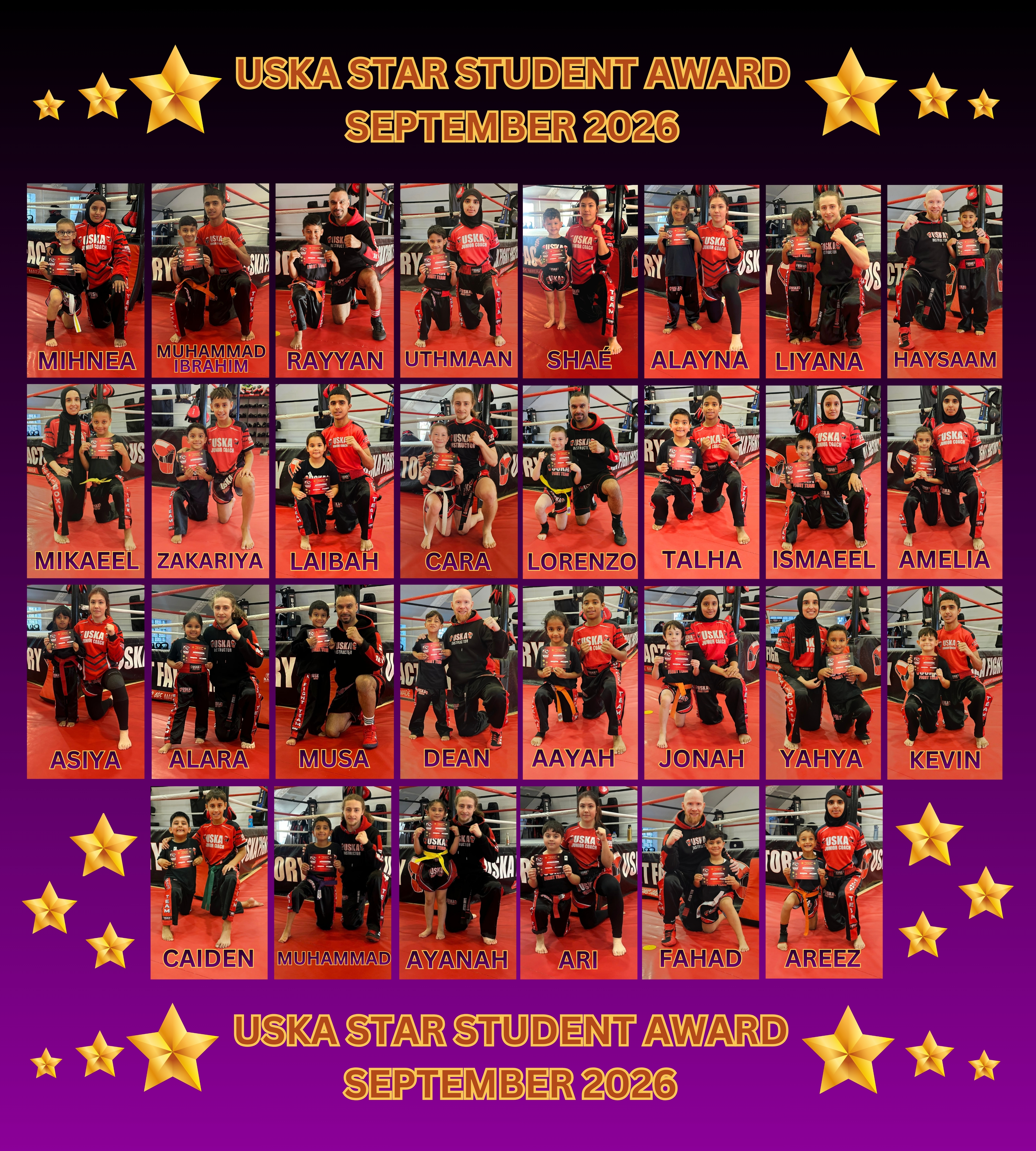 30-09-26 - USKA NINJA'S STAR STUDENT WINNERS – SEPTEMBER 2026