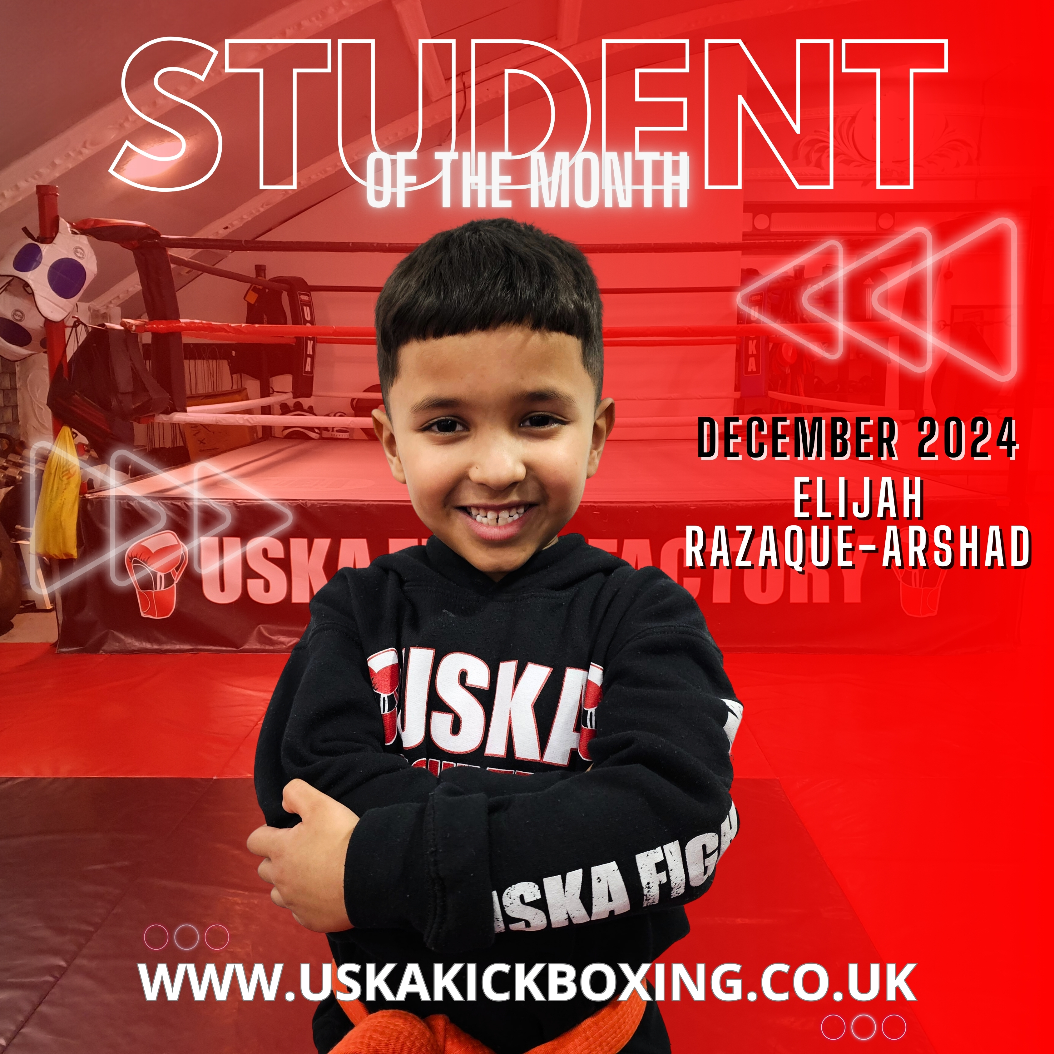 21-12-24 - USKA Ninja Student of the Month December 2024 - Elijah Razaque-Arshad