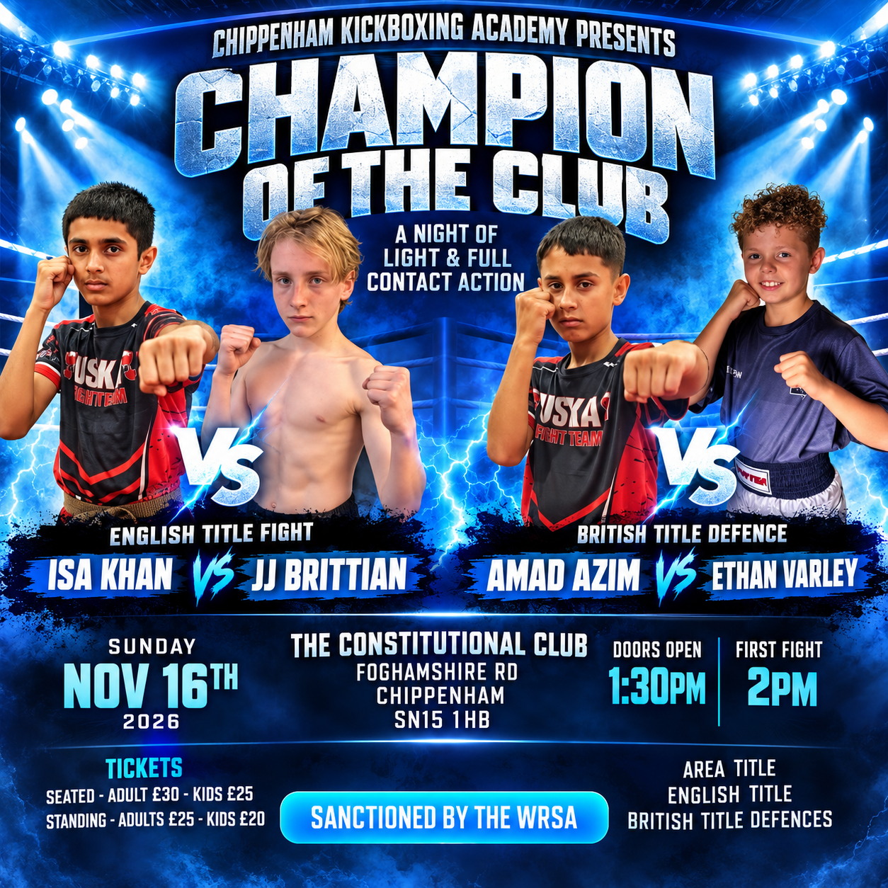 Chippenham Kickboxing Champions Of The Club Gala Event!
