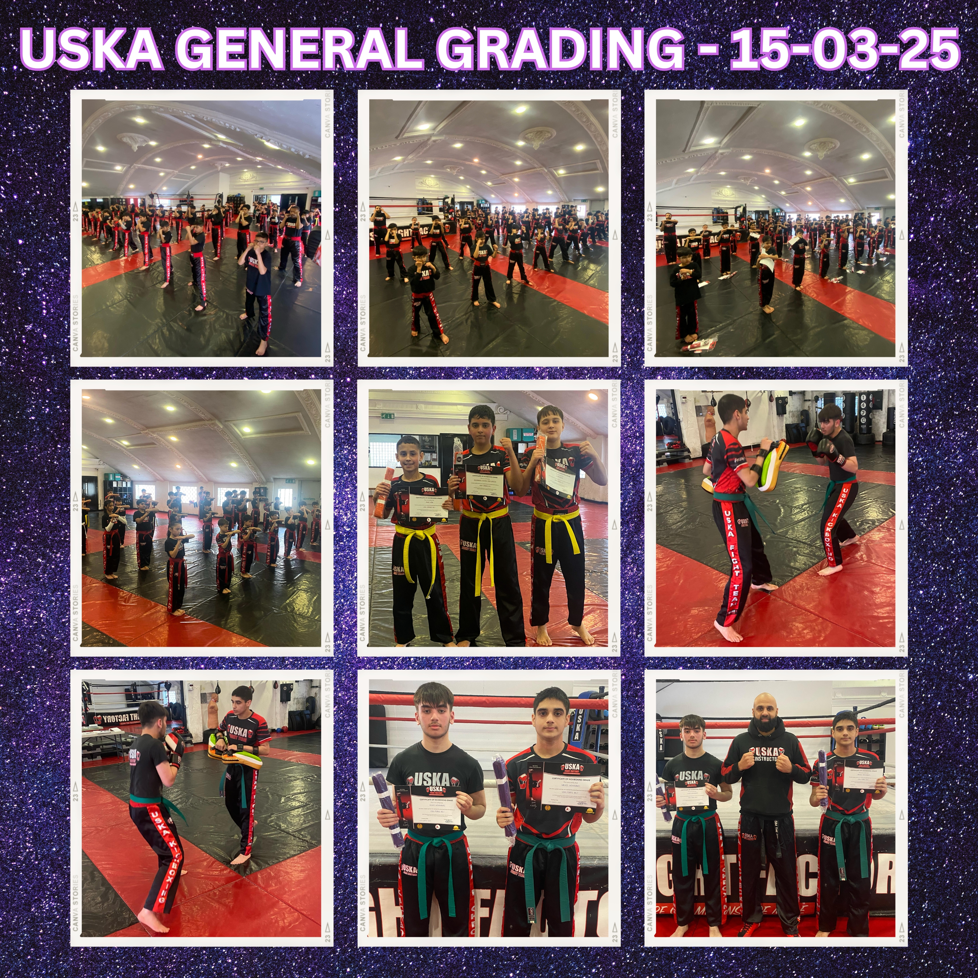 15-03-25 - March Grading Success for 54 students at the USKA Fight Factory!