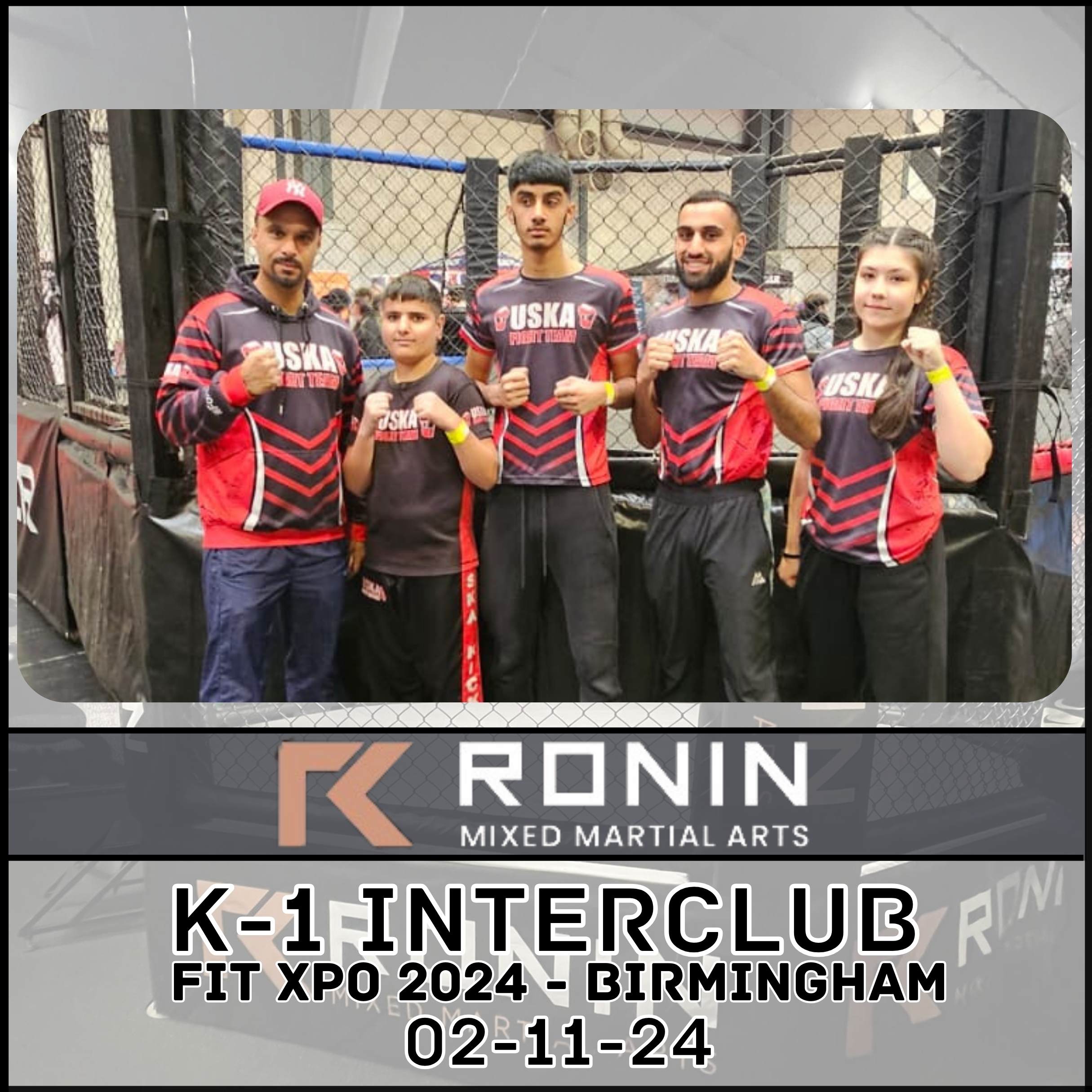 02-11-24 - Four fighters climb in the cage at the NEC at Fit Expo 2024.