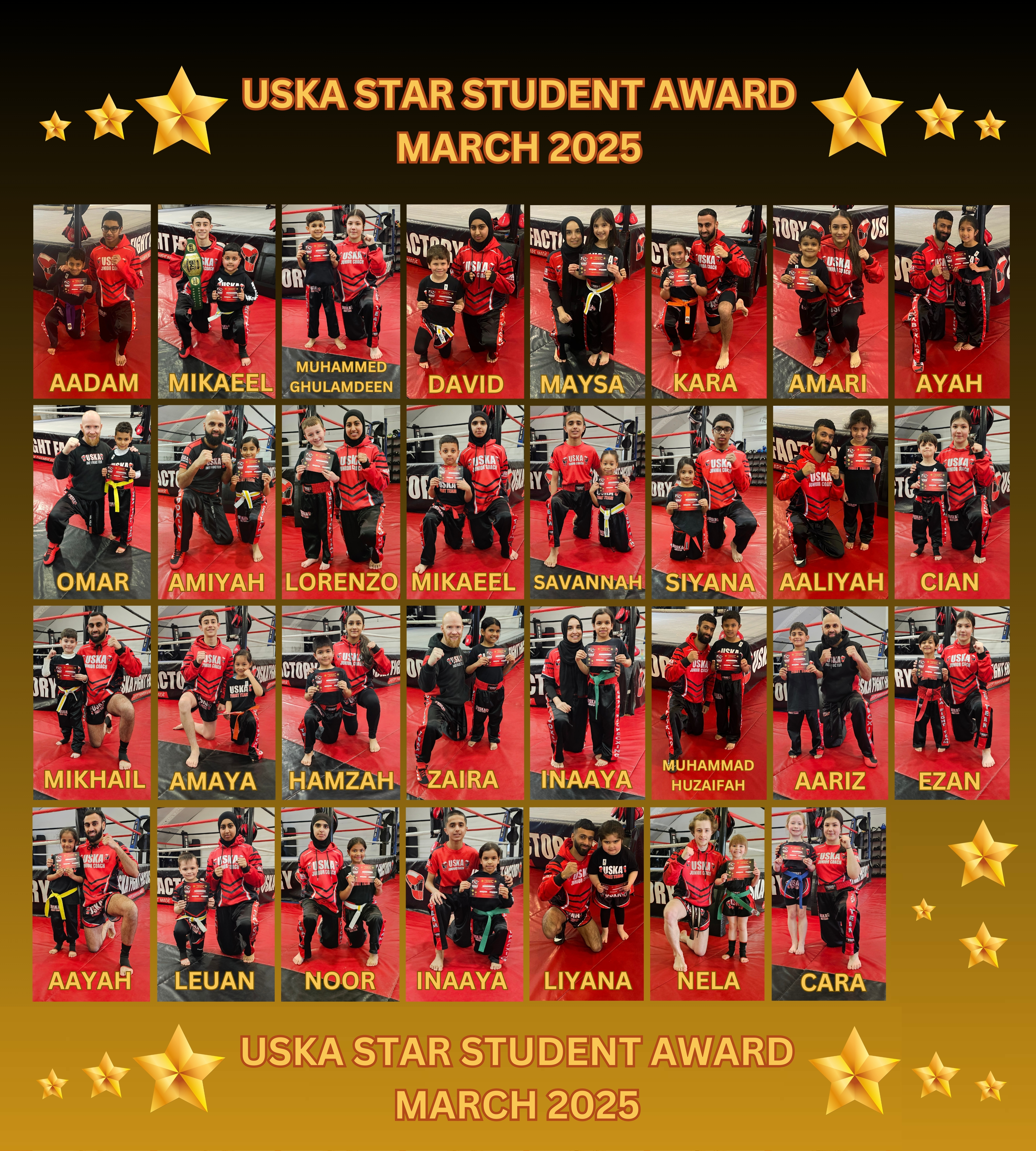 31-03-25 - USKA NINJA'S STAR STUDENT WINNERS - MARCH 2025