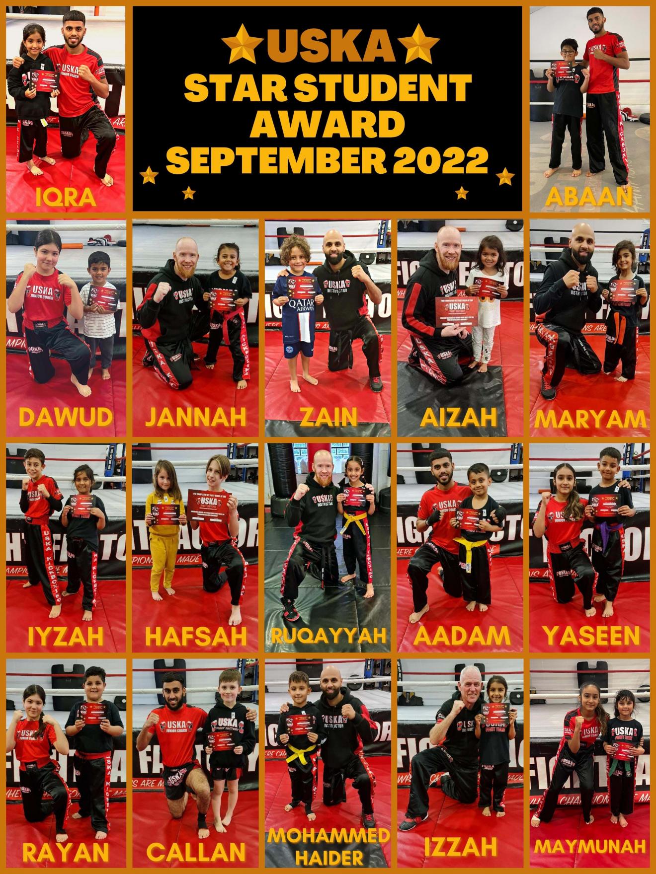 30-09-22 - USKA Star Student Award Winners - September 2022