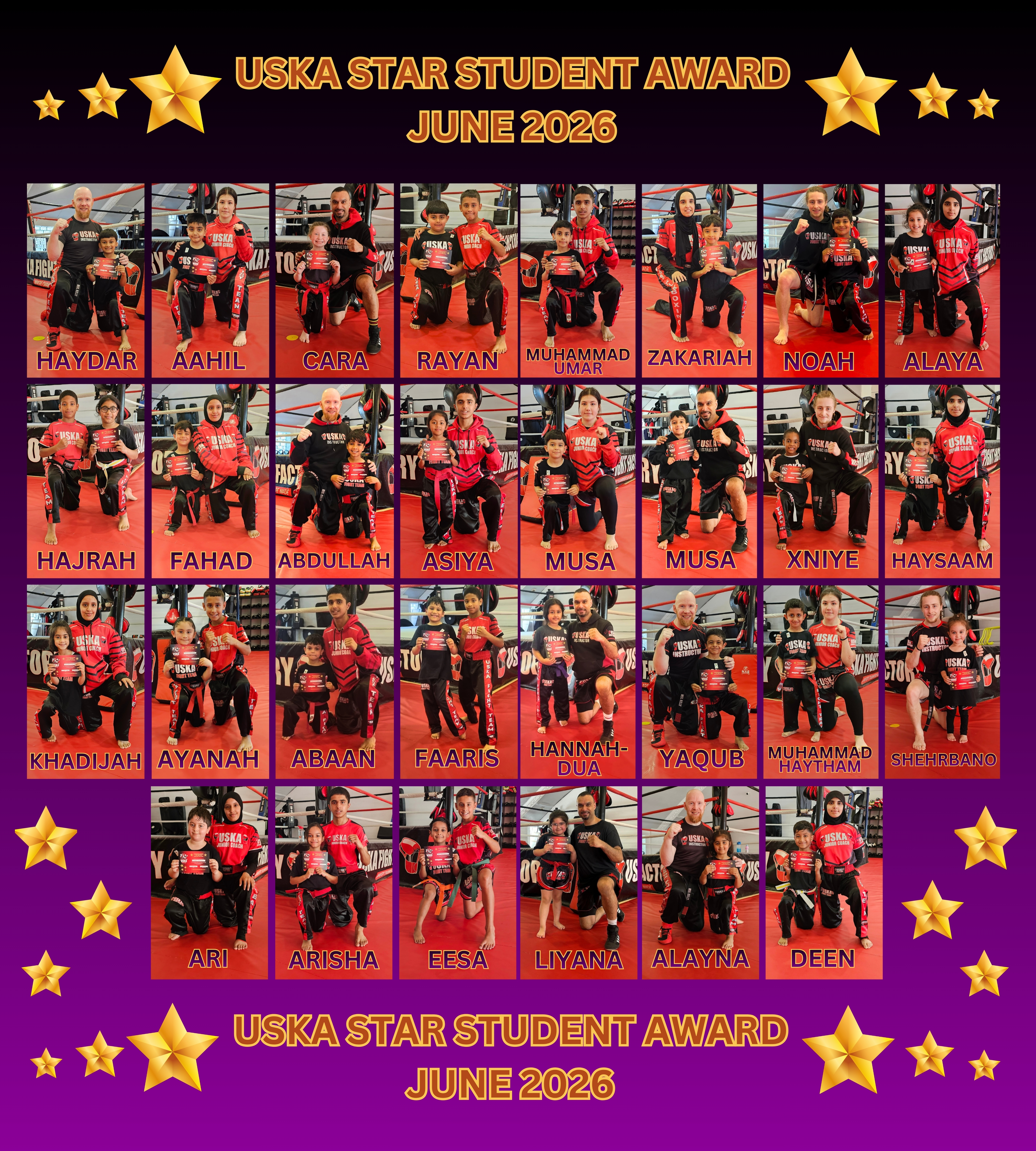 29-06-26 - USKA NINJA'S STAR STUDENT WINNERS – JUNE 2026