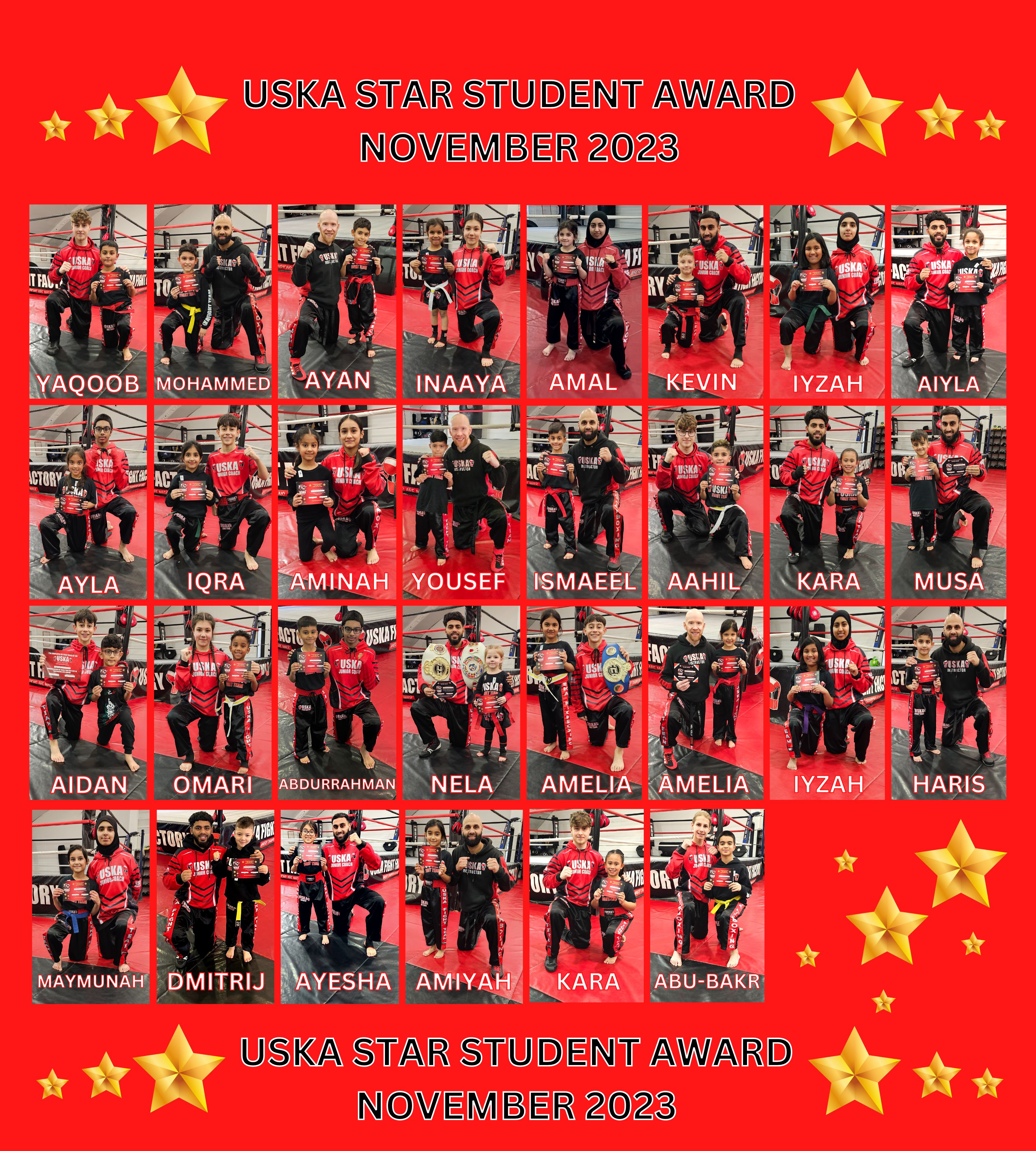 29-11-23 - USKA NINJA'S STAR STUDENT WINNERS - NOVEMBER 2023