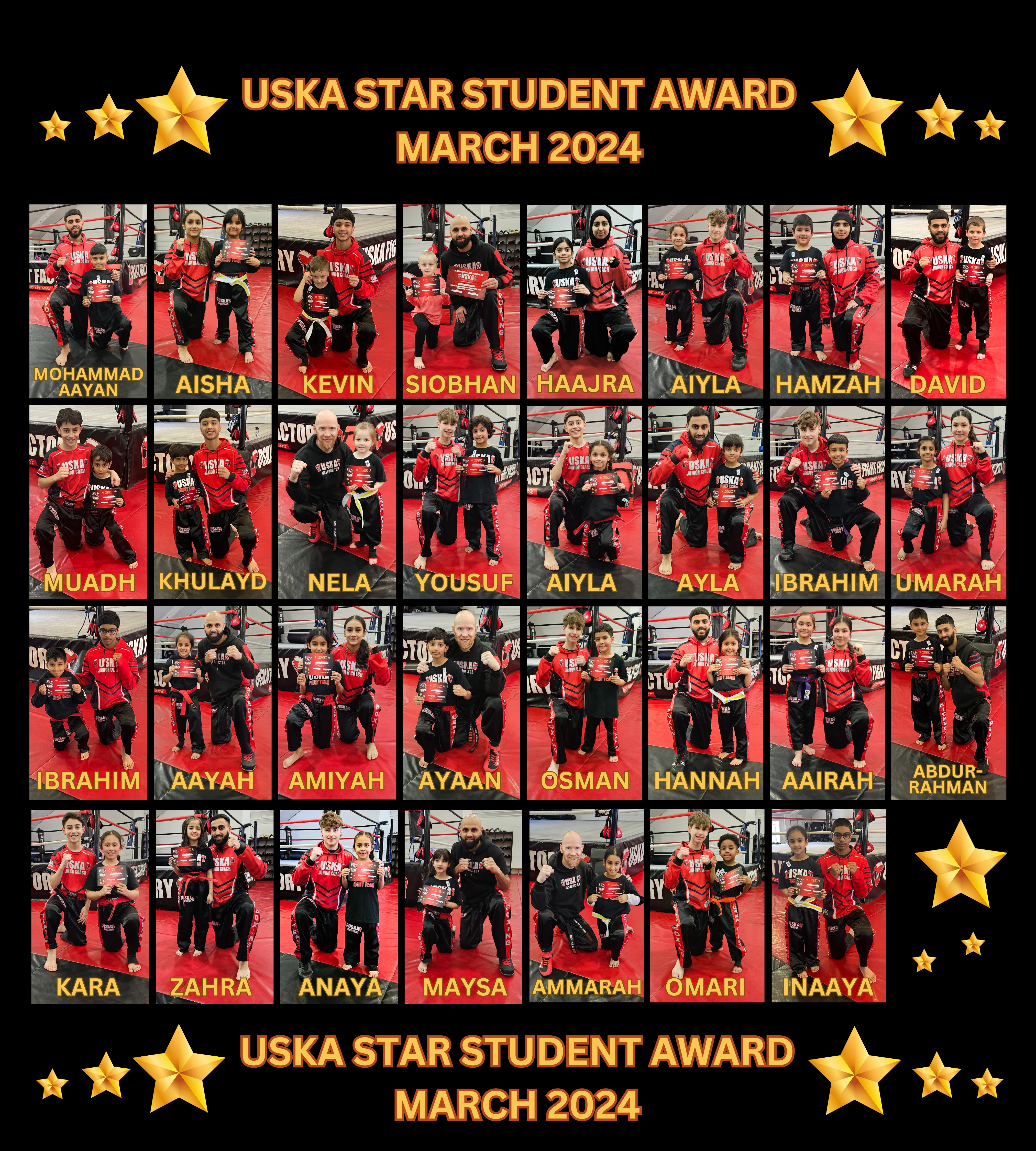 30-03-24 - USKA NINJA'S STAR STUDENT WINNERS - MARCH 2024