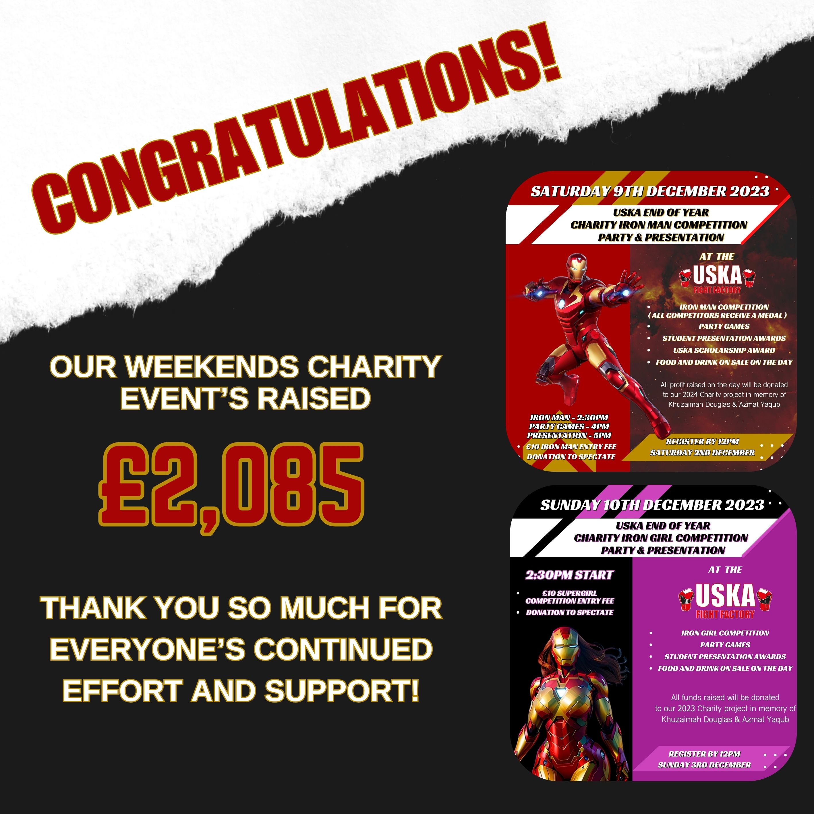 11-12-23 - The Charity Total Raised From Our End Of Year Events Is....