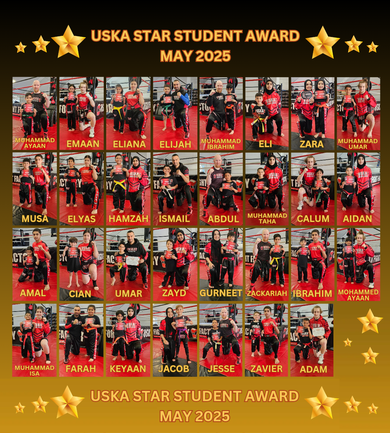 31-05-25 - USKA NINJA'S STAR STUDENT WINNERS - MAY 2025