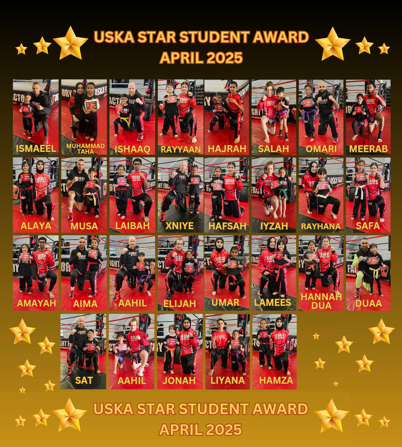 30-04-25 - USKA NINJA'S STAR STUDENT WINNERS - APRIL 2025