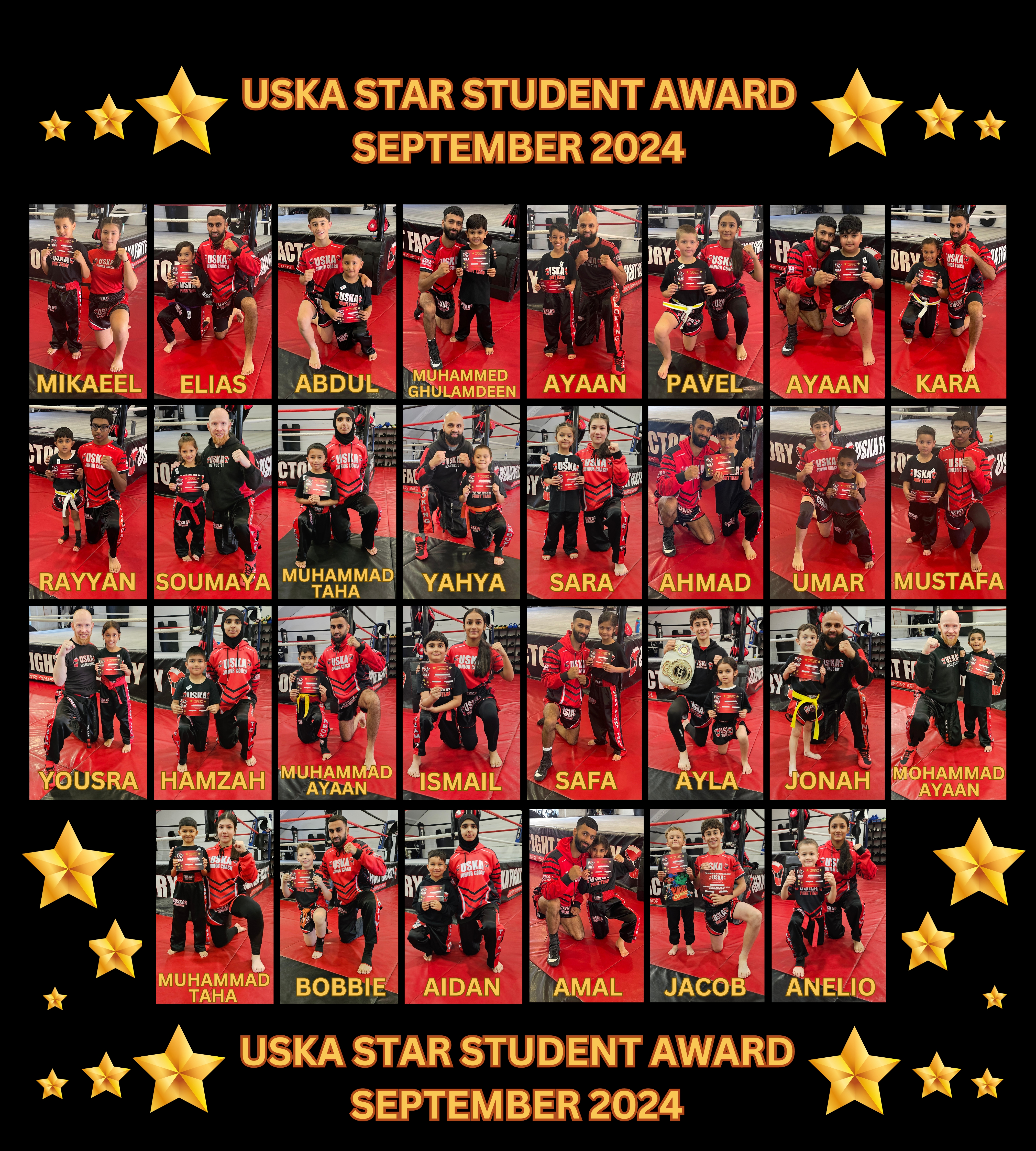 30-09-24 - USKA NINJA'S STAR STUDENT WINNERS - SEPTEMBER 2024