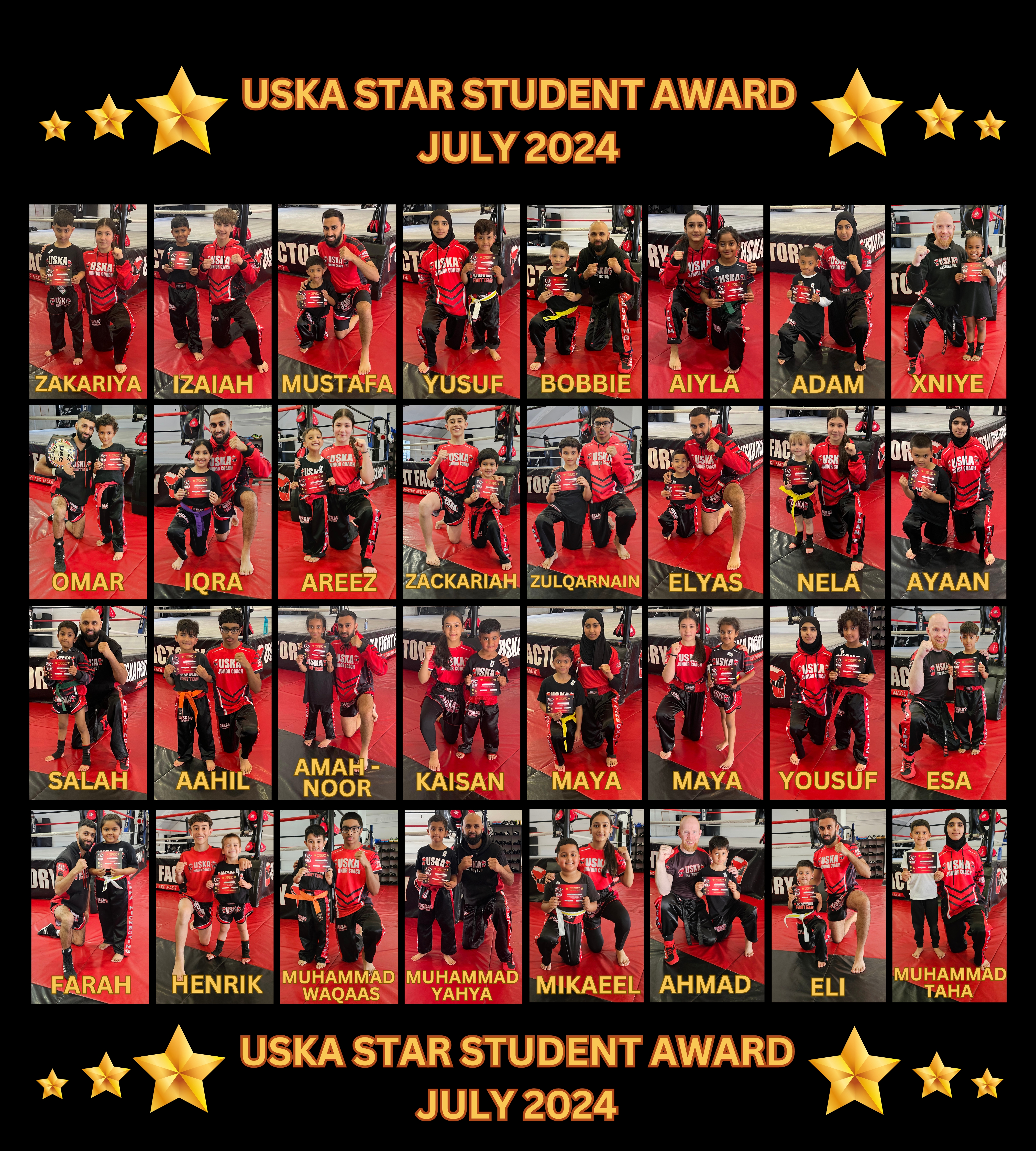 31-07-24 - USKA NINJA'S STAR STUDENT WINNERS - JULY 2024