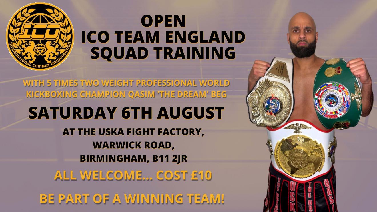 14-07-22 - ICO Squad Training confirmed for 6th August at the USKA Fight Factory