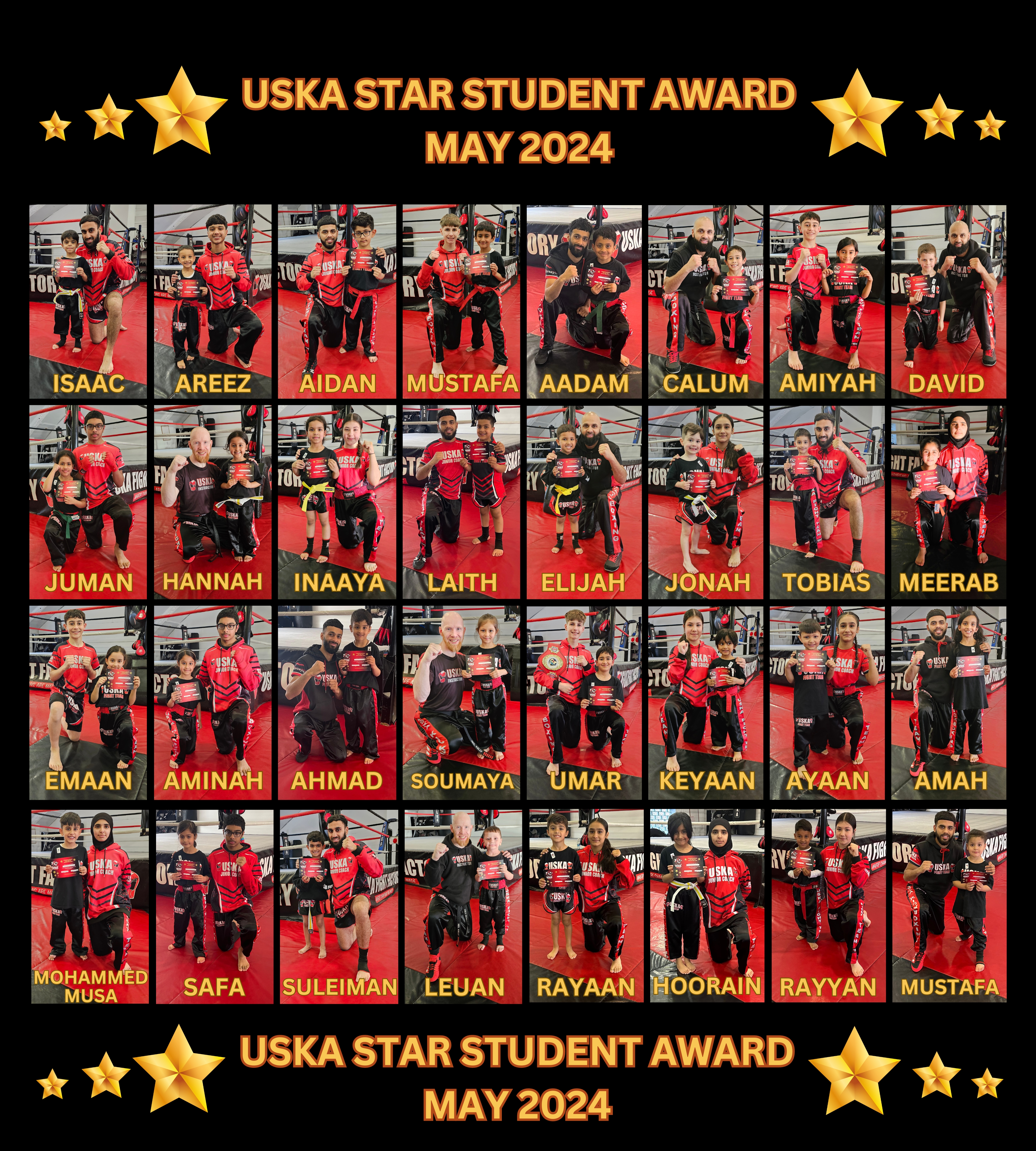 31-05-24 - USKA NINJA'S STAR STUDENT WINNERS - MAY 2024