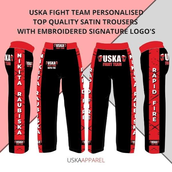 USKA Fight Team Personalised Top Quality Satin Trousers